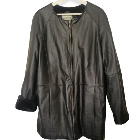 leather & Faux Fur reversible vintage coat - Picture 4 of 5